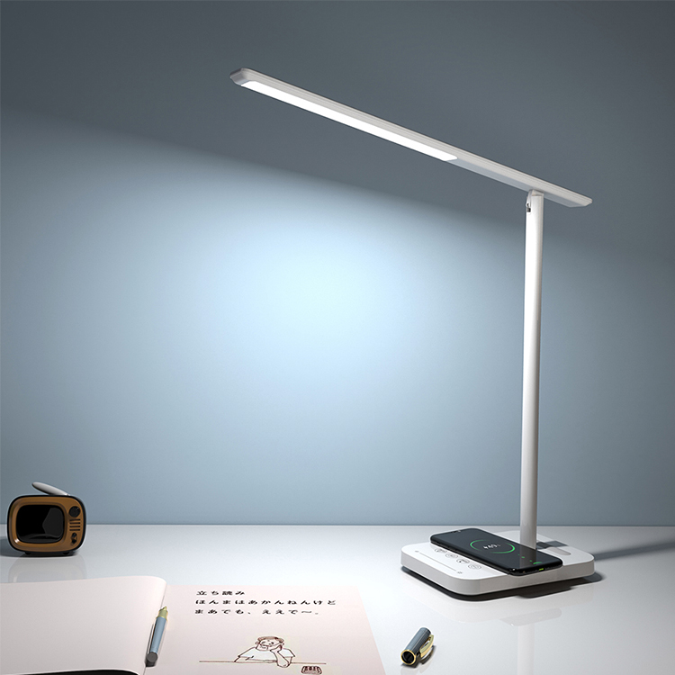 Sliding Touch Dimming Wireless Charging LED Desk Lamp With Individual Night Light 