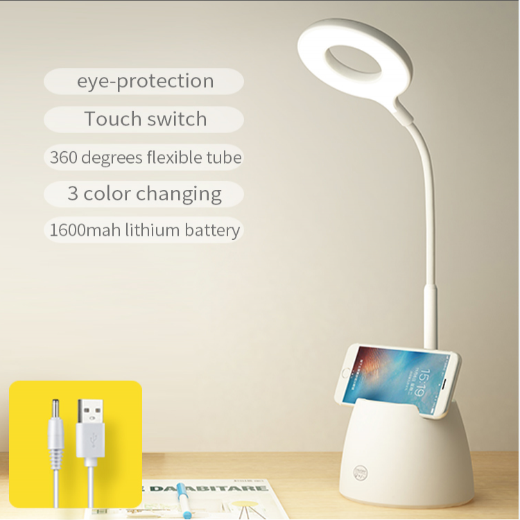 Wireless Portable dimmer goose neck shape office table lamp