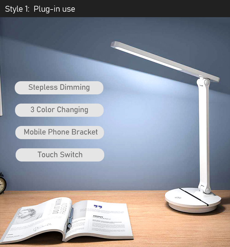 Modern Latest Design LED Lamp Adjustable Smart Reading USB Port Rechargeable Portable Double Folding Bedside Led Desk lamp