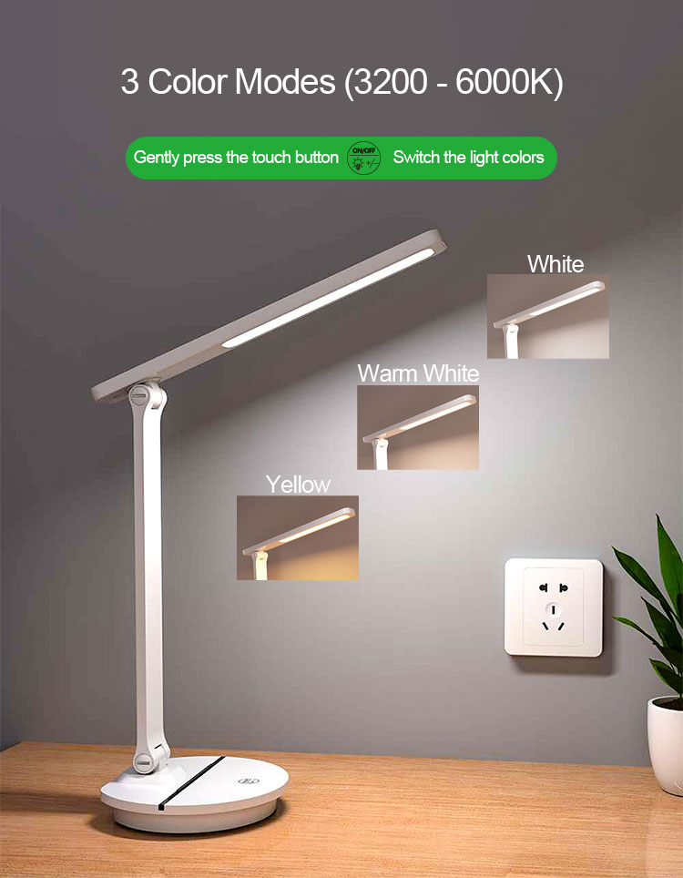 Modern Latest Design LED Lamp Adjustable Smart Reading USB Port Rechargeable Portable Double Folding Bedside Led Desk lamp